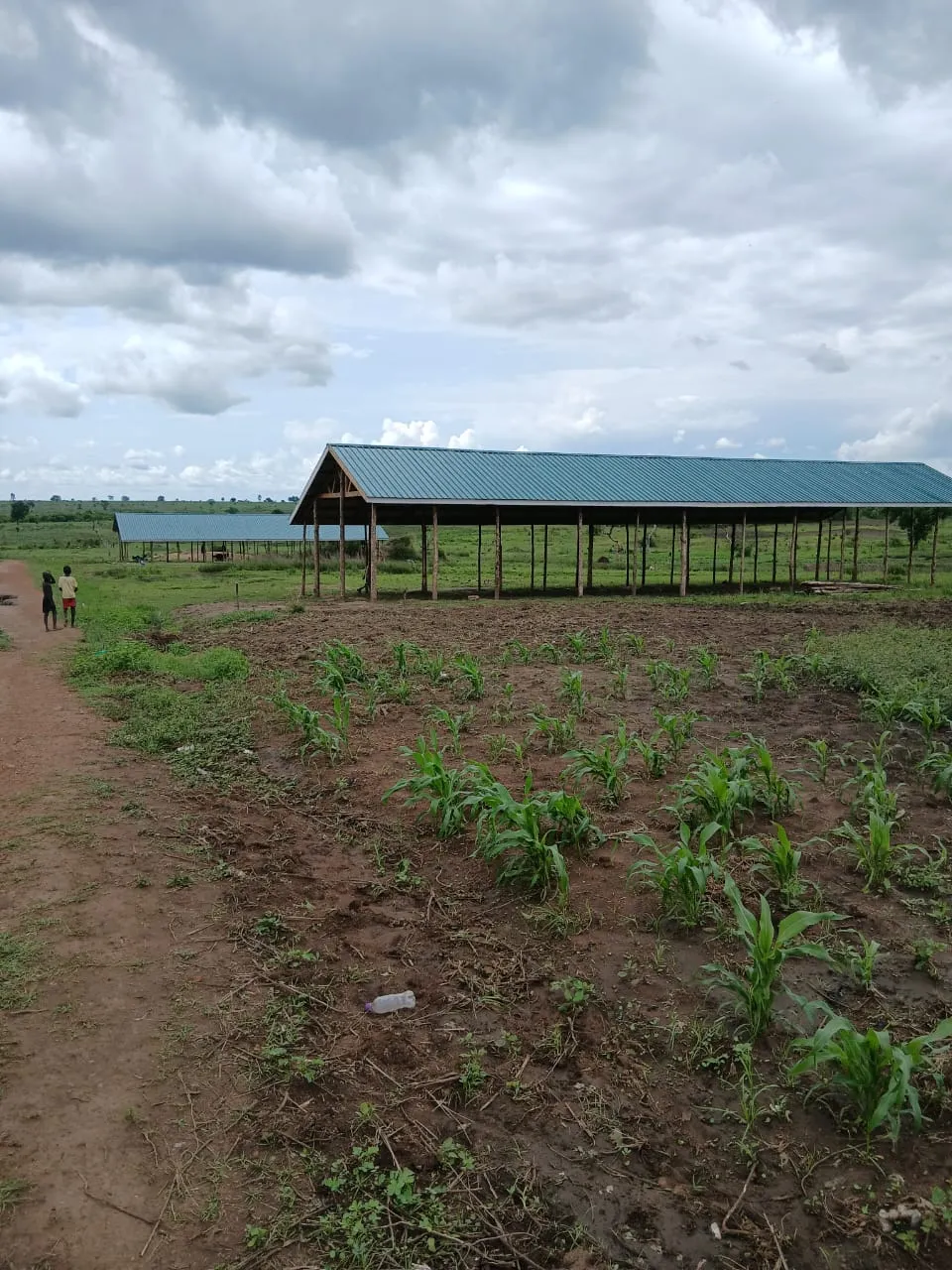 Classroom frame and roof structure awaiting bricklaying at Golden Mind Academy